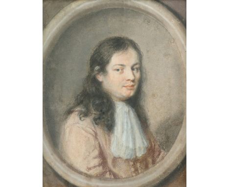 William Faithorne (1616-1691) Portrait of a young man, bust-length, in a painted oval Pastel 23.9 x 19.8cm; 9½ x 7¾in Provena