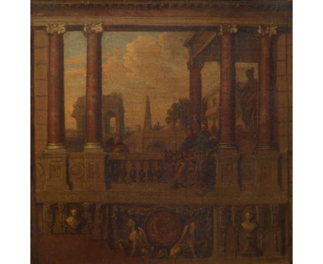 Sir James Thornhill (1675/76-1734) Figures on a classical terrace, a sketch for a wall decoration Oil on canvas 33.6 x 33.6cm