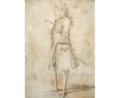 Pier Leone Ghezzi (Italian 1674-1755) Caricature of a gentleman in elegant dress holding a tricorn hat; Caricature of a lady 