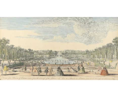 Jacques Rigaud (French 1680-1754) A View of the Bason of Latona Hand-coloured engraving 23.8 x 46.5cm; 9¼ x 18¼in Together wi