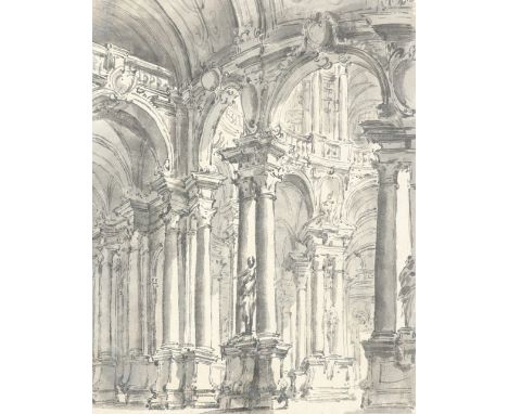 Circle of Filippo Juvarra Interior of a baroque palace Pen and black ink and grey wash 19 x 15.5cm; 7½ x 6in Provenance: From