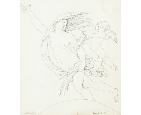 Samuel Woodforde RA (1763-1817) Victory, holding a crown and palm, with a putto; The muse Terpsichore with a putto; Holy fami