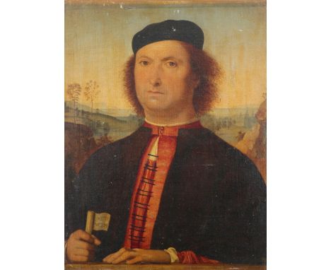 After Perugino Portrait of Francesco delle Opere Oil on canvas 54.7 x 41.5cm; 21½ x 16¼in Unframed
