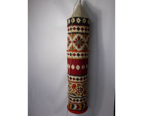 A Vintage American Indian Style Cloth Lantern Lamp. 