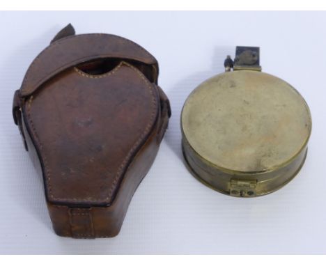 A Circa 1863 Pocket Compass by Elliott Bros of London, complete with the original leather case, approx 7.5 cms dia. 