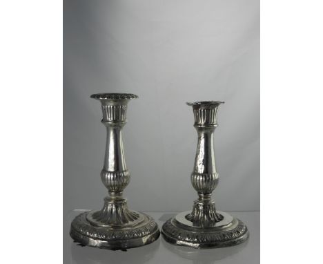 A Pair of Yorkshire Regimental Silver Candlesticks, inscribed "presented to the Mess by Captain R. Lane Dunn", approx 17 cms,