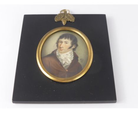 An 18th Century Miniature portrait of a gentleman, initialled R.C. dated 1795.