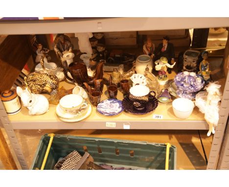 Shelf of mixed ceramics. Not available for in-house P&amp;P. 