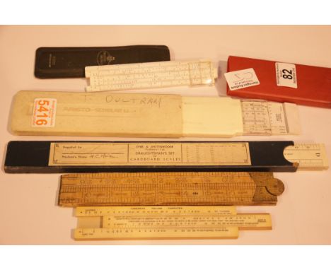 Mixed lot of surveyors measuring tools and scale rulers. Not available for in-house P&amp;P. 