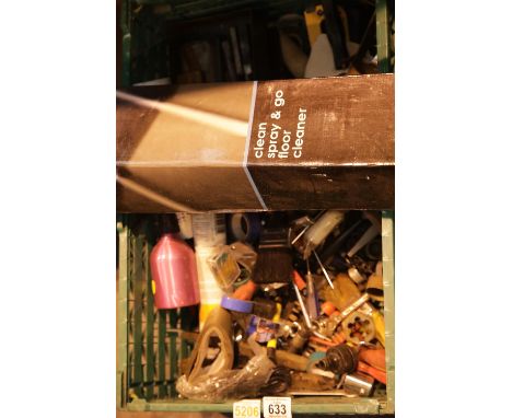 Box of mixed garage items including tools. Not available for in-house P&amp;P. 