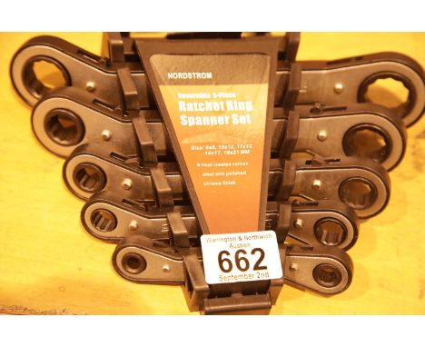 New five piece ratchet spanner set. This lot is not available for in-house P&amp;P. 