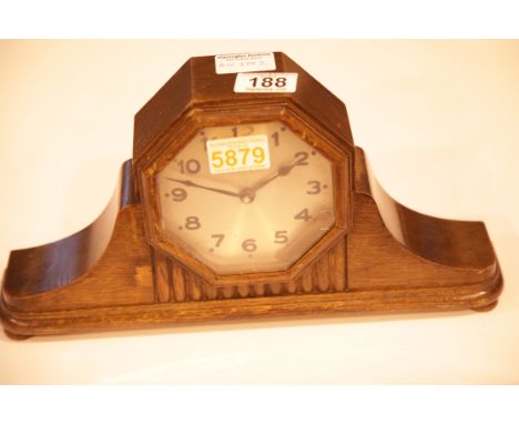 HAC oak cased mantel clock. Not available for in-house P&amp;P. 
