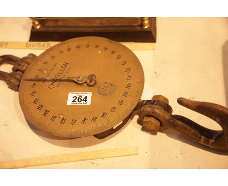 American brass scales by Chatillon to weigh 300 lbs. P&amp;P Group 3 (£25+VAT for the first lot and £5+VAT for subsequent lot