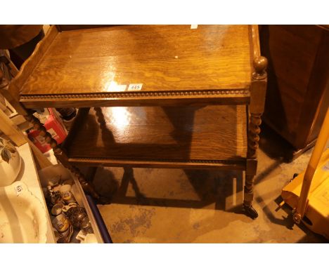 1920's oak tea trolley with twist supports and under shelf. Not available for in-house P&amp;P. 