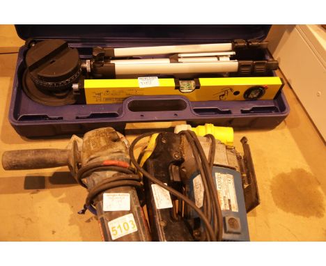 Bosch 1347 4" angle grinder 110v Makita 4300BV and a 110v cased laser level. Not available for in-house P&amp;P. 
