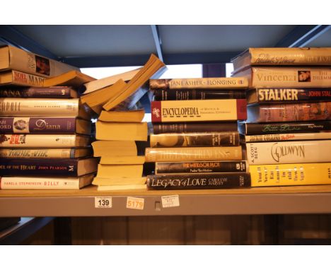 Shelf of hardback and paperback books, mixed genres. Not available for in-house P&amp;P. 