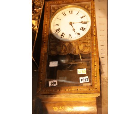 Victorian inlaid chiming wall clock. Not available for in-house P&amp;P. 