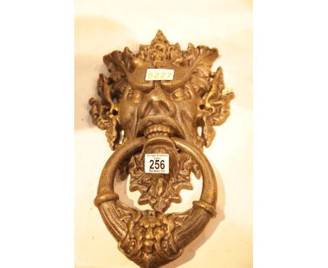 Heavy metal Gothic style door knocker.  H: 35 cm. P&amp;P Group 3 (£25+VAT for the first lot and £5+VAT for subsequent lots) 