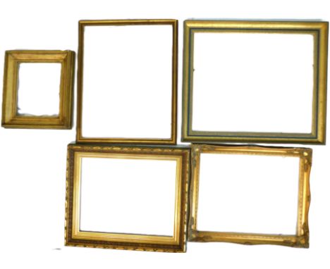 Gilt picture frame, 52.5cm x 63cm, picture size, 40.5cm x 50.5cm, and four others (5).