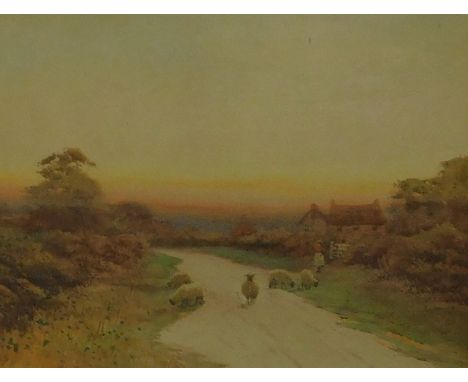 George Oyston (1861-1937). Sheep in landscape, watercolour, signed and dated 1909, 17.5cm x 21.5cm.