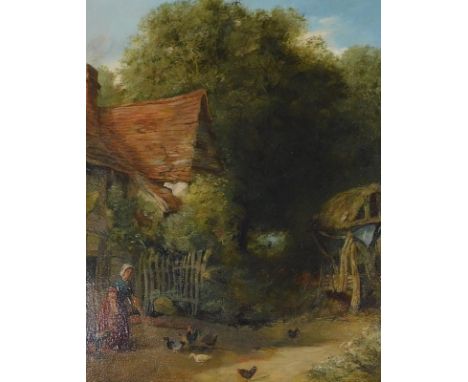 Arthur James Stark (1831-1902). Feeding time, oil on canvas, signed and titled verso, 29.5cm x 24cm.Label verso N R Omell Lon