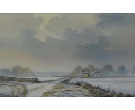 Ian Anthony Gillibrand (b.1960). Winter landscape, watercolour, signed, 36cm x 53cm.Label verso Gadsby Leicester.