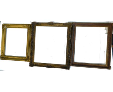 Gilt picture frame, 68cm x 79cm, picture size, 54cm x 65cm, and two others (3).