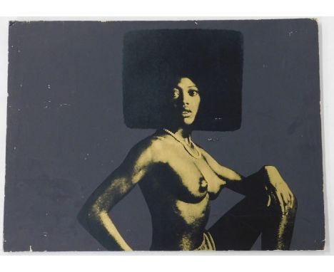 20thC School. Nude portrait, screeprint on board, 41.5cm x 56.4cm.