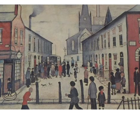 Y Laurence Stephen Lowry (1887-1976). Fever Van, artist signed coloured print, 45cm x 53cm.