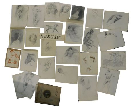 J B Garner-Richards (19thC/20thC). Sketch book contents, mainly life drawing, monogrammed dated circa 1901-4 (approx 33 works