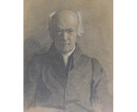 19thC School. Isaac Blake, portrait, pastel drawing, attributed verso, 37cm x 30cm.Label verso John Thirtle Caner Gilder Norw