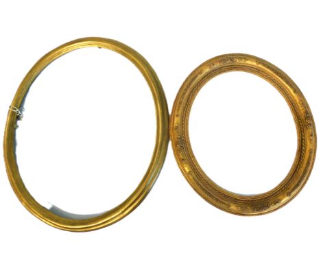 Gilt picture frame, 69cm x 61cm oval, picture size, 55cm x 47cm, and another (2).