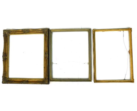Gilt picture frame, 64cm x 74cm, picture size, 50cm x 61cm, and two others (3).