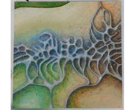 M A J. Abstract, oil on canvas, initialled, 100cm x 100cm.