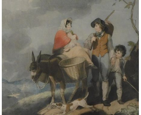 Anthony Cardon. After R Westall RA (1781-1850). English peasants, hand coloured stipple engraving, 36cm x 40cm.