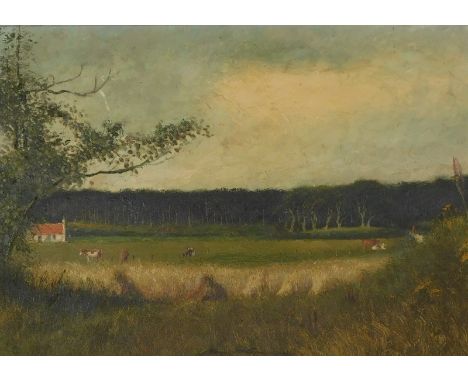 19thC British School. Farm landscape, oil on board, 22.5cm x 31.5cm.
