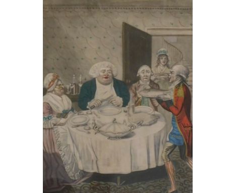 After Henry Wigstead (1745-1793). Fasting for Lent, hand coloured mezzotint, printed by Carrington Bowles, 35cm x 25cm.