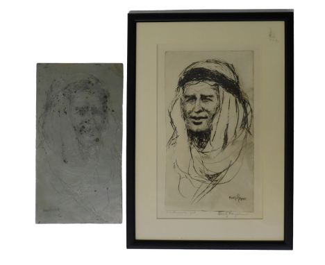 Hewitt Henry Rayner (1902-1957). T.E. Lawrence, dry point etching, signed, titled and dated 1928, 26.5cm x 16cm, with origina