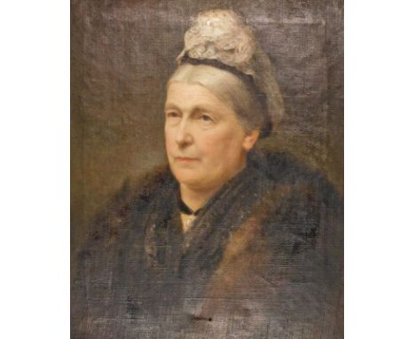 19thC British School. Head and shoulders portrait of a lady, oil on canvas, 60cm x 50cm.
