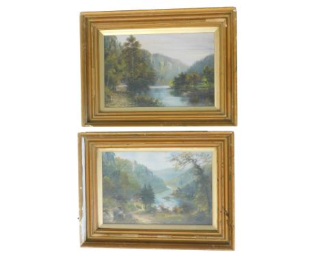 George Willis-Pryce (1866-1949). River landscape, oil on canvas - pair, signed, 19cm x 29cm.