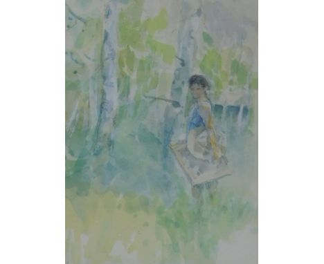 Diana Maxwell Armfield (b.1920). Kaidi - The Art Student, watercolour, initialled and titled verso, 19cm x 14cm.Label verso -