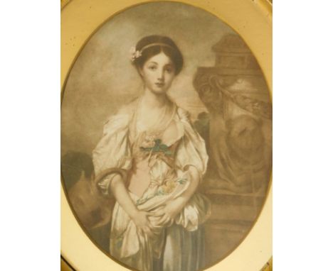 After Jean Baptiste Greuze. The Broken Vessel, coloured print, 26cm x 22cm.