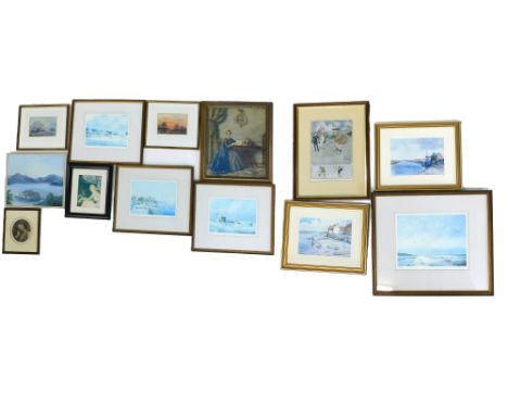 Brian Fensome (20thC). Country landscape, watercolour - pair, signed, 12cm x 16cm and 11 other works (12).