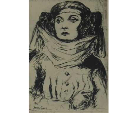 Hewitt Henry Rayner (1902-1957). Dame Sybil Thorndike, dry point etching, signed, titled and dated 1946, 32cm x 22cm.