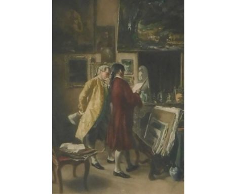 Ernest Stamp (1869-1942). The Art collectors, artist signed mezzotint, 34cm x 26cm.Published by The Gainsborough Galleries Lo