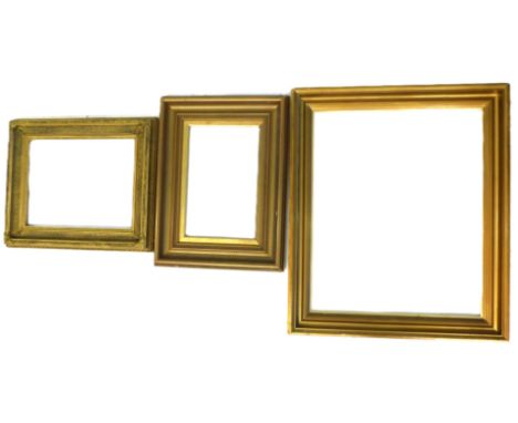 Gilt picture frame, 46cm x 60cm, picture size, 26.8cm x 40cm, and two others (3).