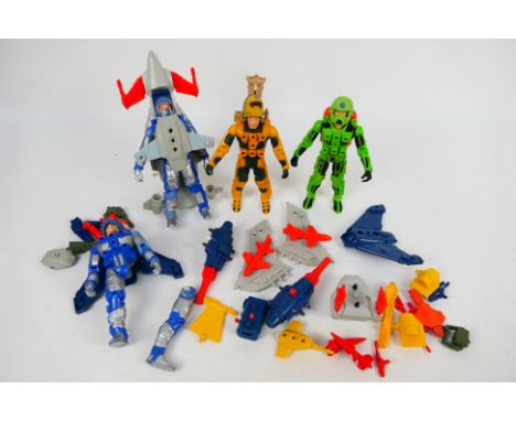 Centurions - Kenner - Four unboxed vintage Centurion action figures with a collection of unboxed Centurion assault weapons by