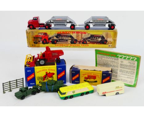 Matchbox - A collection including a boxed GMC Fruehauf Hopper Train # M-4, a boxed Massey Ferguson 780 Combine Harvester # M-