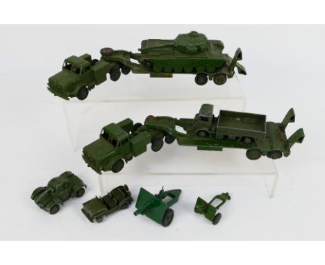 Dinky - Britains - A group of unboxed military vehicles including 2 x Mighty Antar tank transporters # 660, an Armoured Car #
