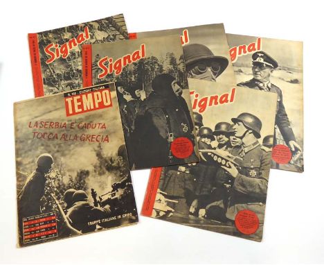 SIGNAL : Five original copies of this WW2 German Army propaganda magazine, an Italian edition, 1941 &amp; 1943. Together with